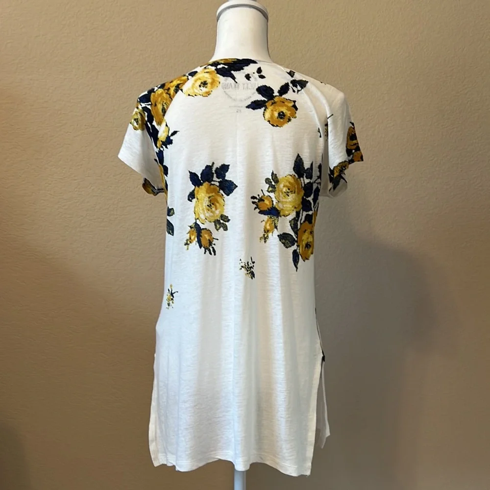 Lucky Brand Linen Blend Short Sleeve Floral Tunic - Picture 6 of 12